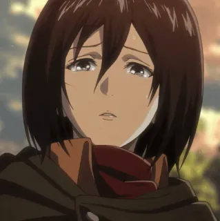❤️ Mikasa Ackerman Attack on Titan อนิเมะ, ร้องไห้, เศร้า, มิคาสะ, ผ่าพิภพไททัน whatsapp sticker