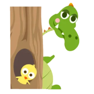 🤠 Мультфильм, Динозавр, Птица, Дерево, Животное, Милый telegram sticker