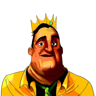 🫥 mann, könig, krone, cartoon, figur, gelb telegram sticker
