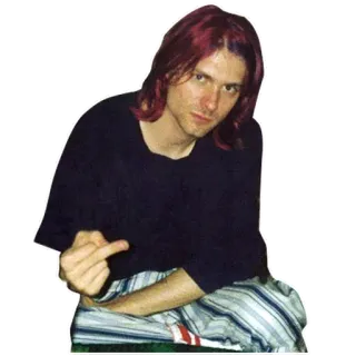🎃 Kurt Cobain músico, cantante, grunge, dedo corazón, ofensivo telegram sticker