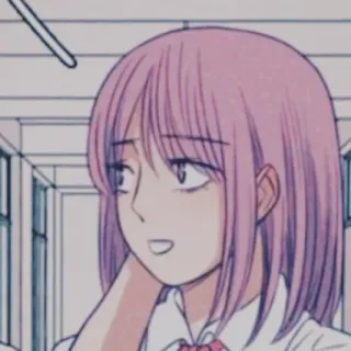 🍧 Anime, Manga, Capelli rosa, Uniforme scolastica, Ragazza, Illustrazione telegram sticker