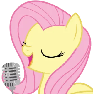 🎼 Fluttershy My Little Pony kartun, kuda poni, mikrofon, bernyanyi, musik, fluttershy telegram sticker
