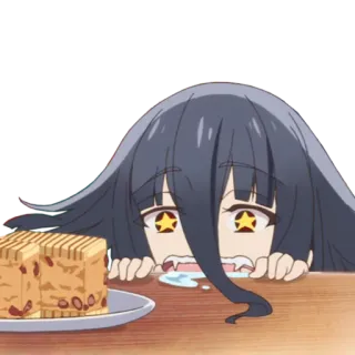 😋 Аниме, Манга, Голодный, Мультфильм, Торт, Каваий telegram sticker