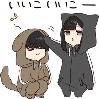 😌 いいこいいこ animal, cute, pet, dog, cat, cartoon telegram sticker