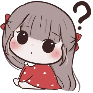 🌙 cartoon, vraagteken, schattig, meisje, anime, sticker whatsapp sticker