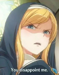 ♥ You disappoint me. anime, disappointment, angry, woman telegram sticker