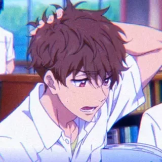 😅 anime, boy, school uniform, student, reading, cartoon telegram sticker
