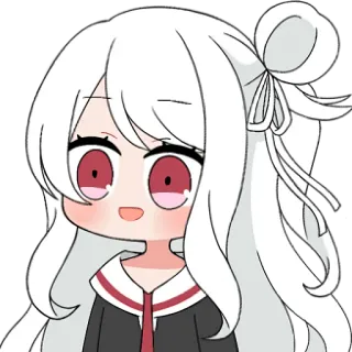 😮 Anime, Chibi, Mignon, Fille, Cheveux blancs, Yeux rouges telegram sticker