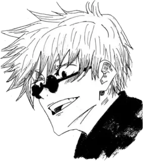 😃 Gojo Satoru Jujutsu Kaisen Аниме, Манга, Годжо Сатору, Магическая битва, Персонаж, Очки, Черно-белое telegram sticker