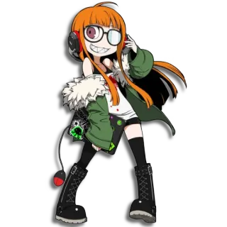 🎧 Futaba Sakura Persona 5 Anime, Videogame, Oranje haar, Futaba, Sakura telegram sticker