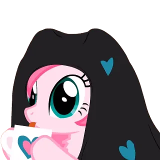 ☕ pony, cartoon, cute, drink, heart telegram sticker