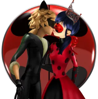❤️ Ladybug Miraculous: Tales of Ladybug & Cat Noir Мультфильм, Леди Баг и Супер-Кот, Леди Баг, Супер-Кот, Поцелуй, Романтика, Любовь, Персонажи telegram sticker