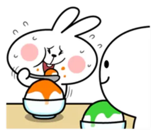 😋 зайчик, десерт, еда, милый, мультфильм, кролик, миска whatsapp sticker