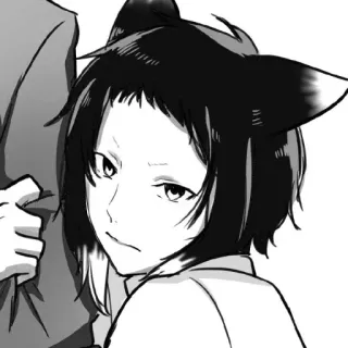 🐈‍⬛️ Anime, Orejas de gato, Manga, Blanco y negro, Persona telegram sticker