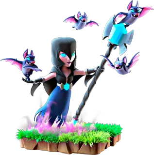 🦇 Night Witch Clash of Clans персонаж, ночная ведьма, видеоигра, летучие мыши, магия telegram sticker