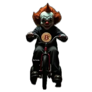 🫥 payaso, bitcoin, criptomoneda, triciclo, tenebroso, finanzas, inversión telegram sticker