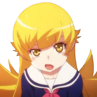 😕 Shinobu Oshino Monogatari อนิเมะ, มังงะ, ตัวละคร, ผมสีเหลือง, น่ารัก, Shinobu Oshino whatsapp sticker