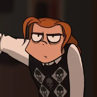 😑 cartoon, personage, schedel, trui, geïrriteerd, illustratie telegram sticker