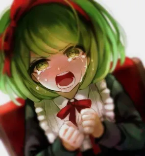 💚 anime, chorando, triste, garota, lágrimas, aflita telegram sticker