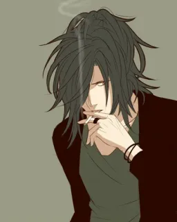 🚬 Anime, Sigaretta, Fumo, Uomo, Casual telegram sticker