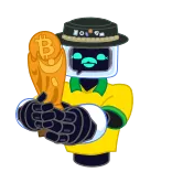 🏆 robot, coin, bitcoin, crypto, cartoon, hat, digital currency telegram sticker