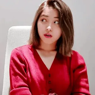 🔮 ritratto, donna, persona, maglione rosso, coreana whatsapp sticker