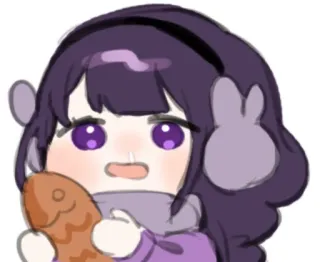 🏖 anime girl, cartoon, fish, chibi, character, earmuffs telegram sticker