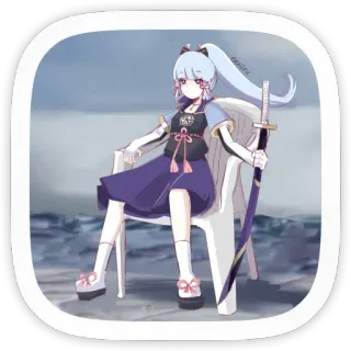 🪑 Ayaka Kamisato Genshin Impact anime, katana, video game, character, waifu, genshin impact telegram sticker