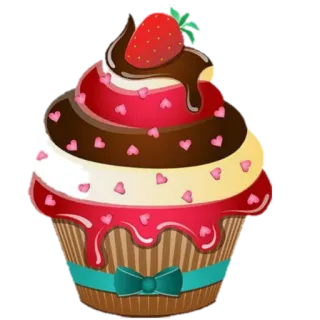 🧁 cupcake, fresa, postre, dulce, comida, corazones, lindo, chocolate telegram sticker