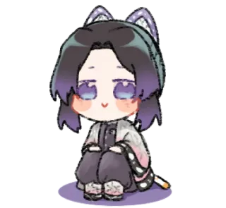 🎋 Shinobu Kocho Demon Slayer 动漫, 鬼灭之刃, 蝴蝶忍, Q版, 卡哇伊, 可爱 whatsapp sticker