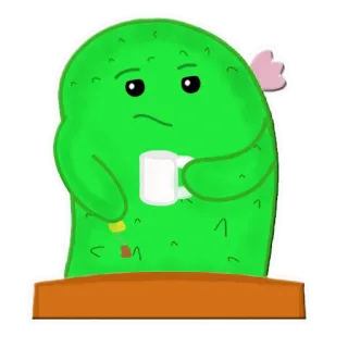 😐 cactus, planta, café, triste, lindo whatsapp sticker