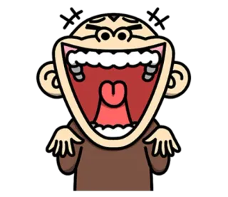 🤣 만화, 원숭이, 입 벌림, 혀, 웃긴 telegram sticker