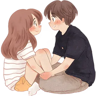 🥹 couple, love, cartoon, relationship, together, affection whatsapp sticker
