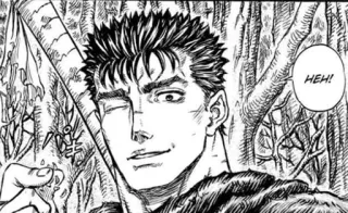 🖤 Guts Berserk Heh! anime, manga, character, smile, wink whatsapp sticker