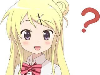 ❓ Anime, Fragezeichen, verwirrt, blonde Haare, süß, Cartoon telegram sticker