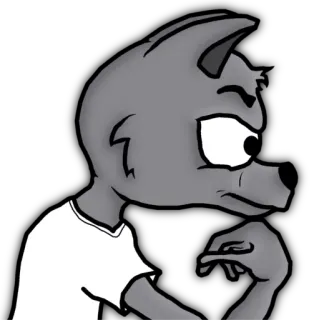 🤔 wolf, denken, cartoon, anthropomorph, fell telegram sticker