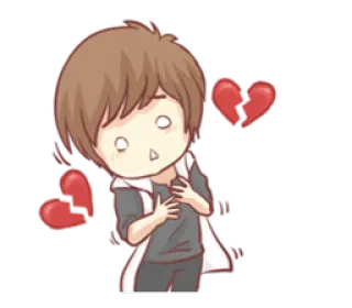 💔 triste, anime, coração partido, emocional, coração magoado telegram sticker