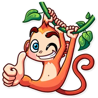 👍 singe, animal, dessin animé, escalade, mignon, autocollant telegram sticker