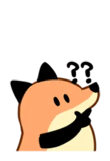❓ 狐狸, 动物, 卡通, 可爱, 贴纸, 哺乳动物, 橙色 telegram sticker