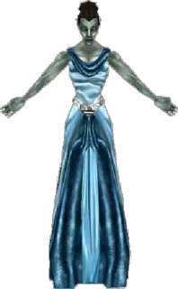 🌚 mulher, vestido azul, monstro, fantasia, videogame, personagem whatsapp sticker