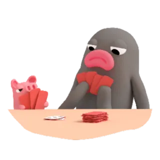 🎮 Animation, Dessin animé, Mignon, Cartes, Jeu, Poker telegram sticker