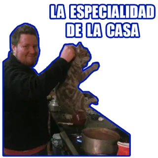 😺 LA ESPECIALIDAD
DE LA CASA cat, man, spanish, especialidad, casa telegram sticker