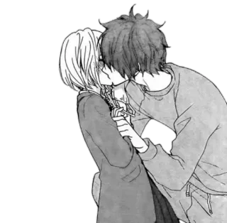 ❤ kiss, anime, manga, romance, couple, love telegram sticker