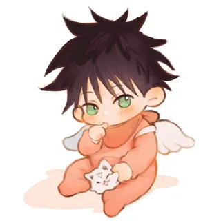 🖤 Bebè, Angelo, Cartone animato, Chibi, Carino whatsapp sticker