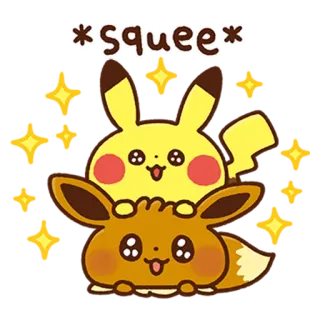 😍 *squee* pikachu, eevee, pokemon, cute, kawaii, anime telegram sticker