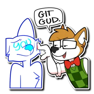 😏 GIT GUD. git gud, arrogante, zorro, antropomorfo, burla, gaming, meme telegram sticker