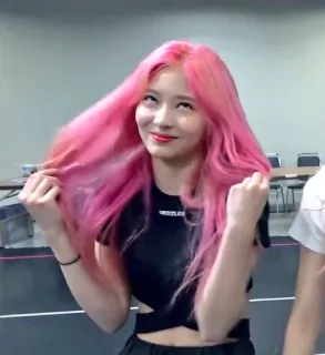 🍧 Frau, pinke Haare, Koreanisch, Porträt, Idol, fröhlich telegram sticker