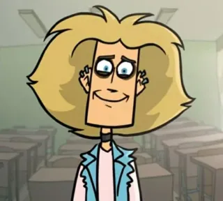 😀 cartone animato, personaggio, illustrazione, capelli biondi, aula telegram sticker