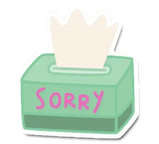 😔 SORRY désolé, excuses, mouchoirs, pardon, regret whatsapp sticker