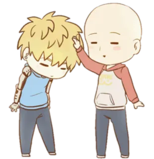 ☺️ Saitama One-Punch Man Сайтама, Генос, Ванпанчмен, Аниме, Манга, Чиби, Милый, Дружба whatsapp sticker